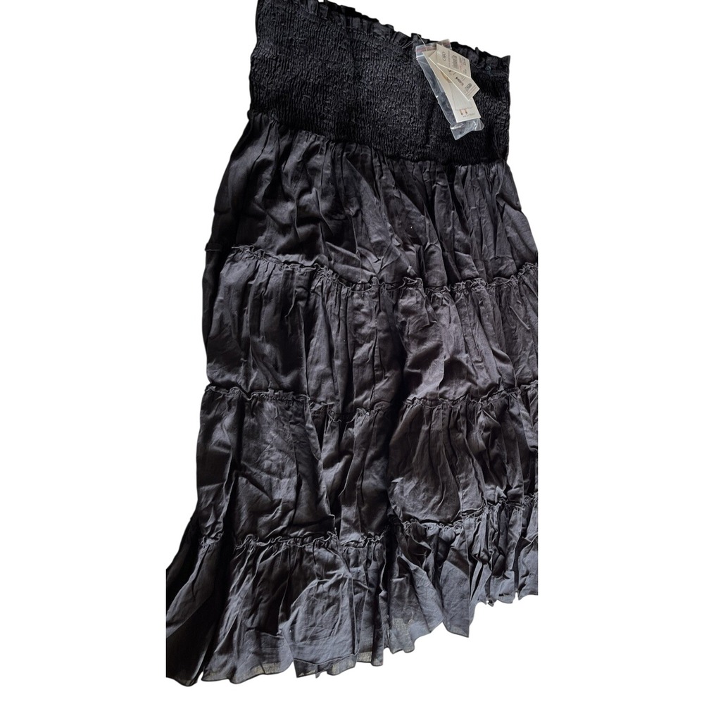 Cato Woman Plus 18/20W Black Tiered Peasant Maxi Skirt Smocked Waist Boho